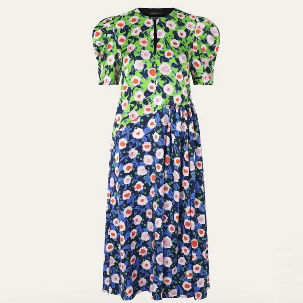 Stine Goya Kori Marketplace Midi Dress Puff Sleeve Size Medium - Picture 5 of 12
